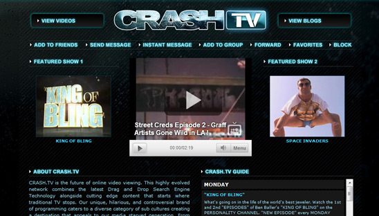 Crash TV video Myspace Design