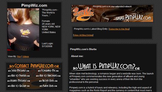 Pimpwiz Myspace page