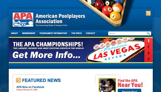 APA and CPA Pool Players web design site