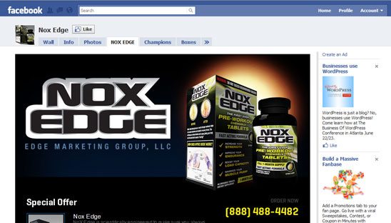 Nox Edge Facebook custom fan page Design