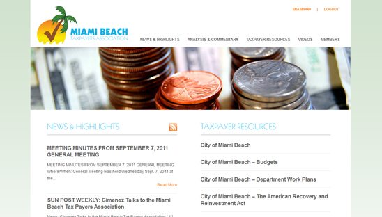 Miami Beach Taxpayers Association Logo & Wordpress Design